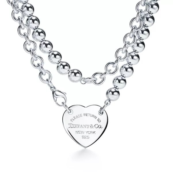 Collier Wrap Plaque Cœur en argent 925 millièmes, 81,3 cm