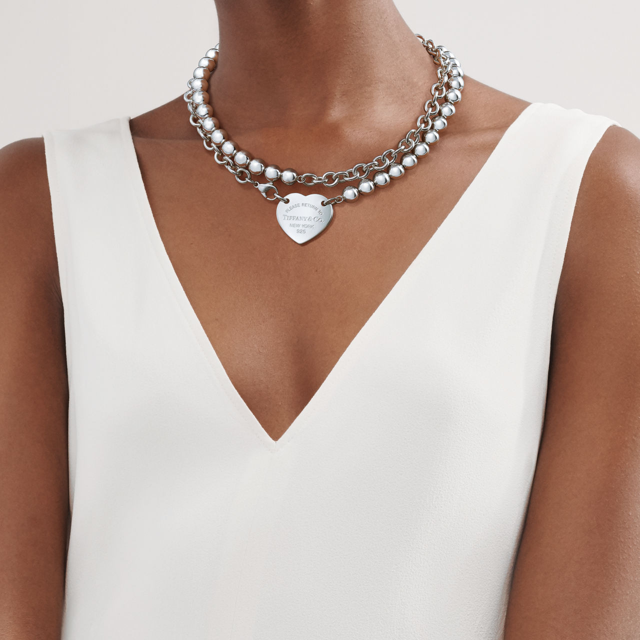 Heart Tag Wrap Necklace in Sterling Silver, 32"
