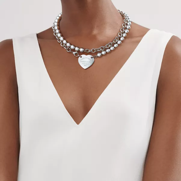 Collier Wrap Plaque Cœur en argent 925 millièmes, 81,3 cm