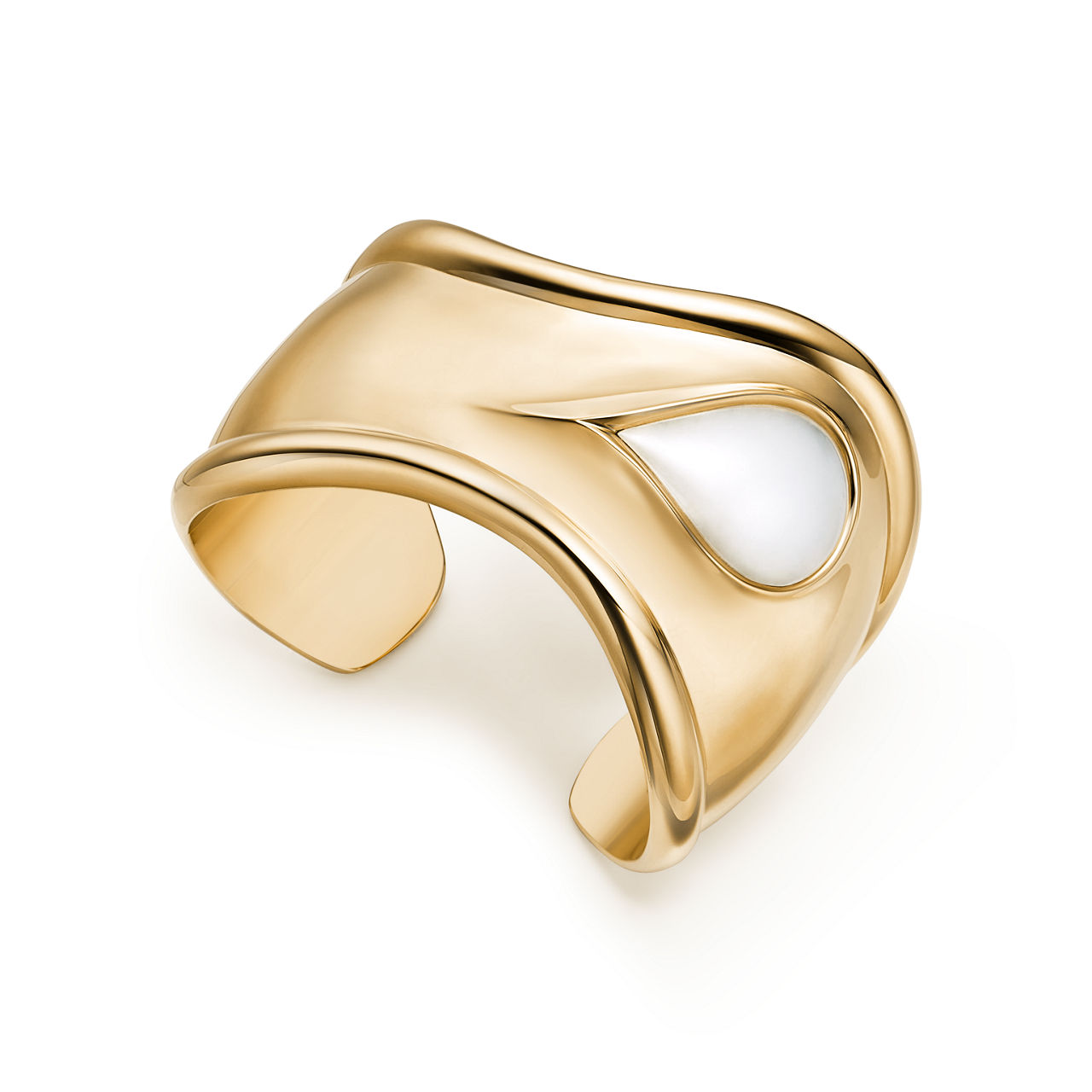 Elsa Peretti®:Kleiner Bone Cuff in 18 Karat Gold mit weißer Jade Bildnummer 2