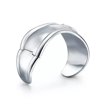 Elsa Peretti®:Brazalete Bone pequeño en plata de ley con jade blanco, 3