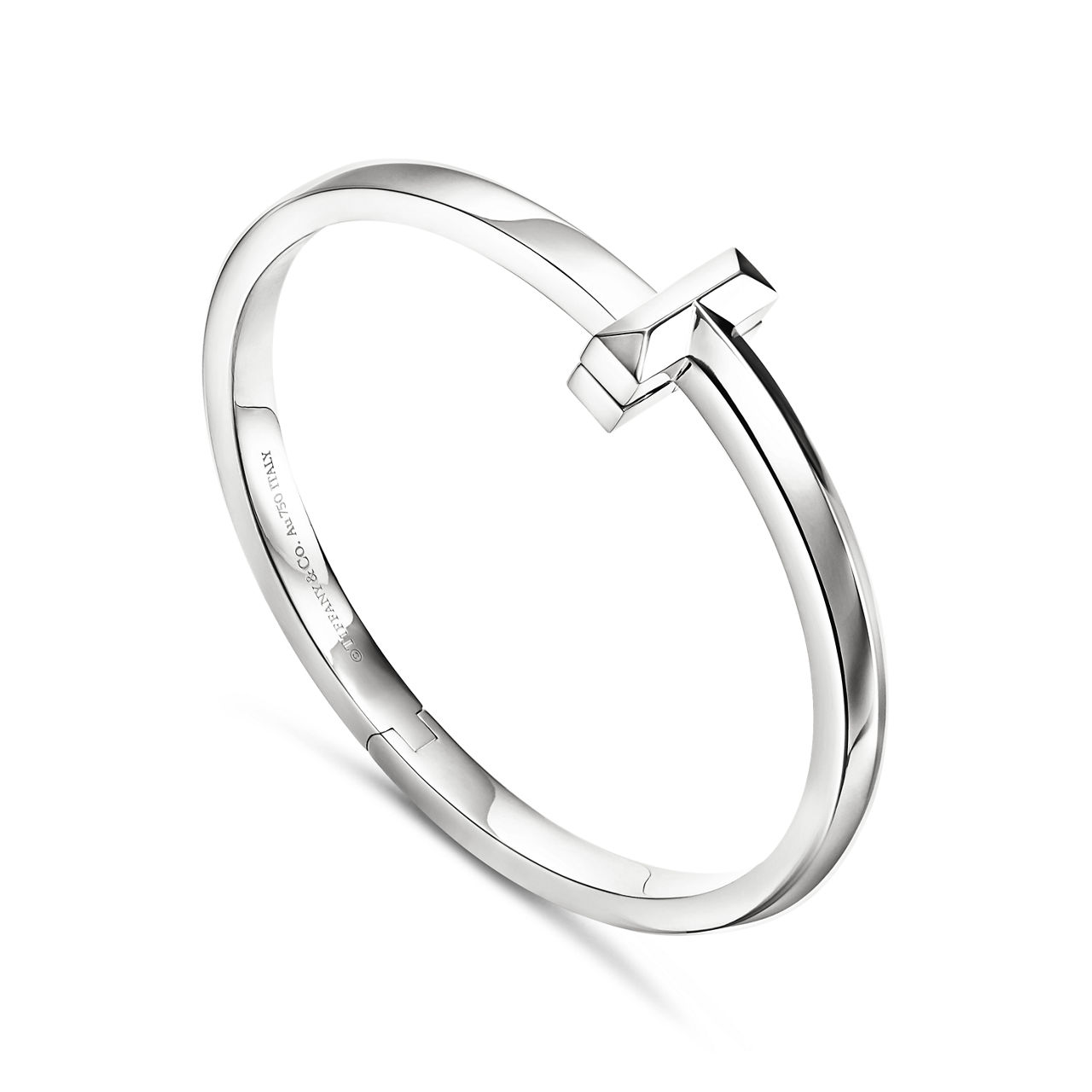 Tiffany T:T1 Wide Hinged Bangle in White Gold image number 3