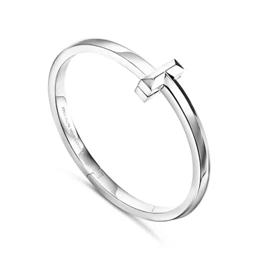 Tiffany T:T1 Wide Hinged Bangle in White Gold, 3