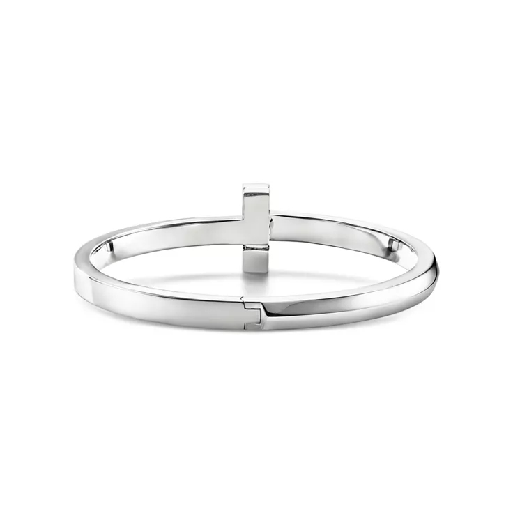 Tiffany T:T1 Wide Hinged Bangle in White Gold, 5