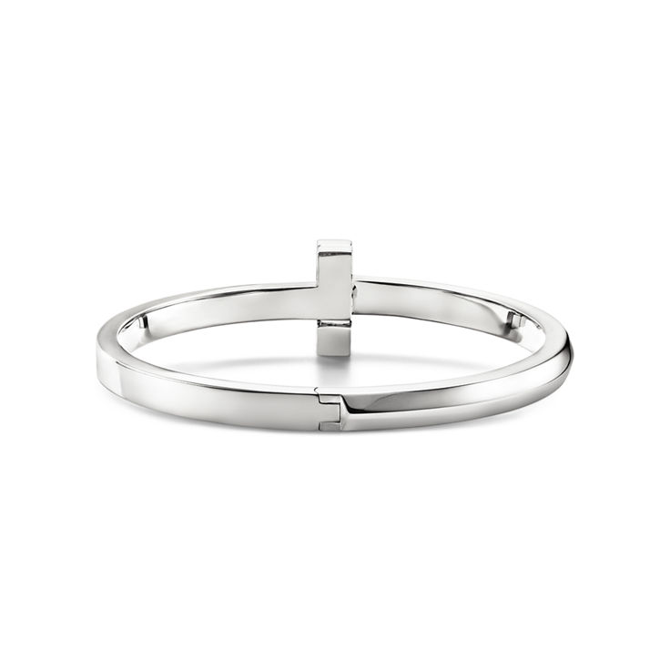 Tiffany T:T1 Wide Hinged Bangle in White Gold image number 5