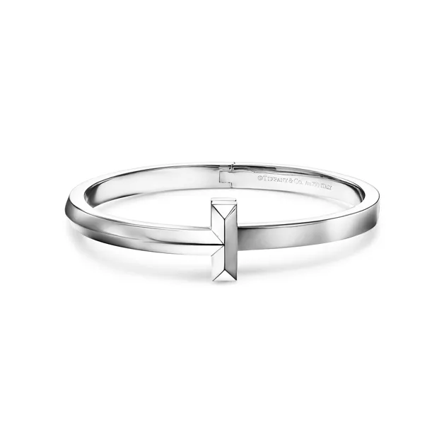 Tiffany T:T1 Wide Hinged Bangle in White Gold image number 0