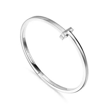 Tiffany T:T1 Narrow Hinged Bangle in White Gold, 3