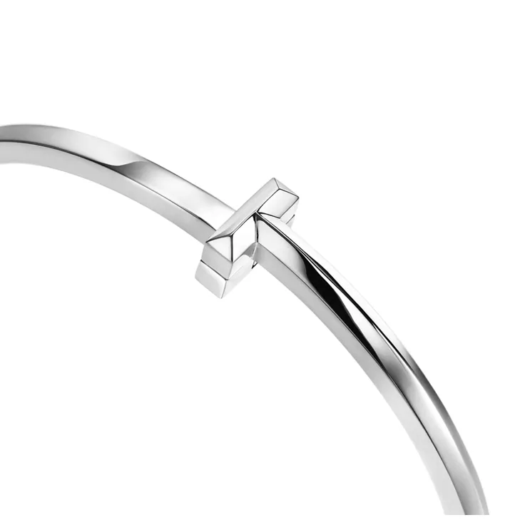 Tiffany T:T1 Narrow Hinged Bangle in White Gold, 6