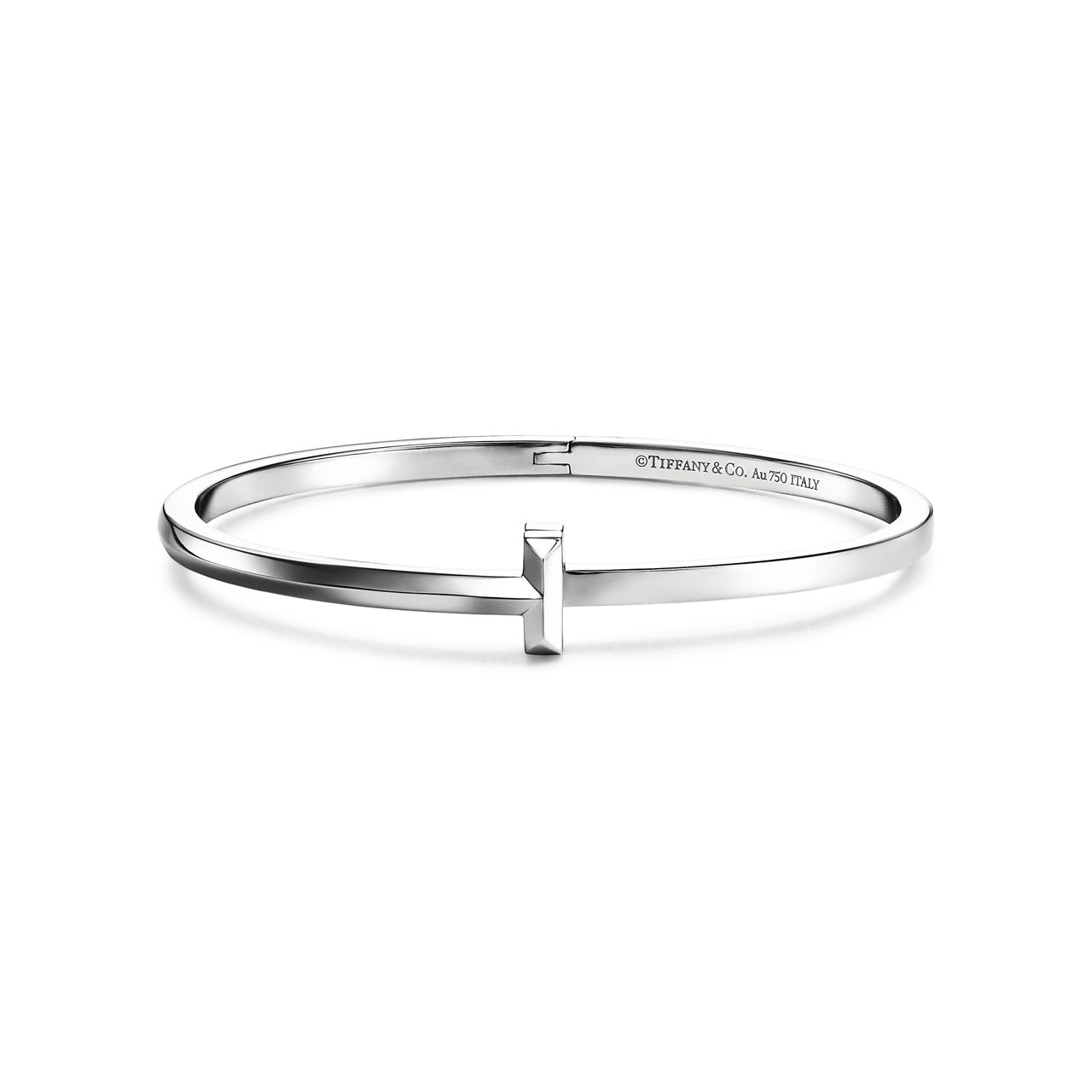 T1 Pulsera con bisagra estrecha de oro blanco