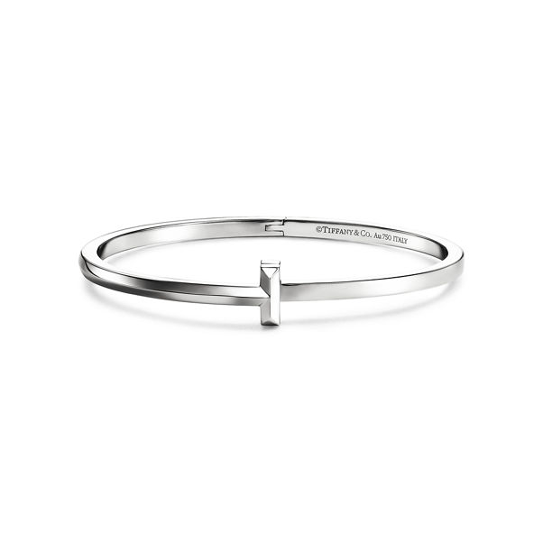 Tiffany T:T1 Narrow Hinged Bangle in White Gold