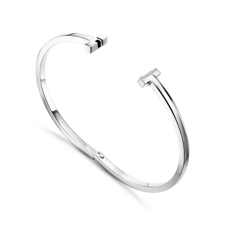 Tiffany T:T1 Narrow Hinged Bangle in White Gold, 4