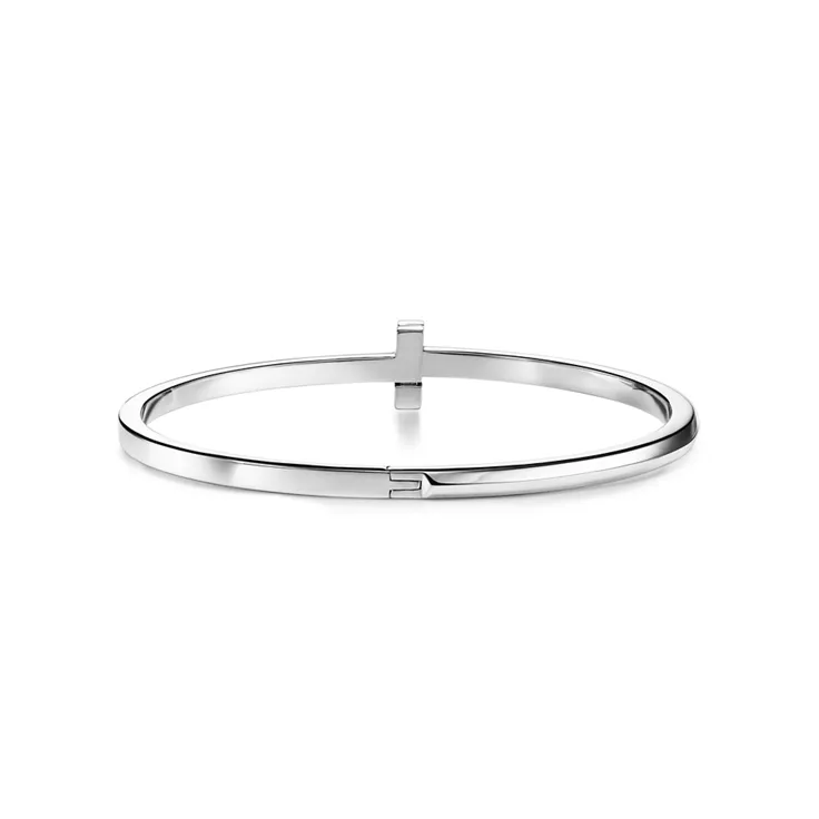 Tiffany T:T1 Narrow Hinged Bangle in White Gold, 5