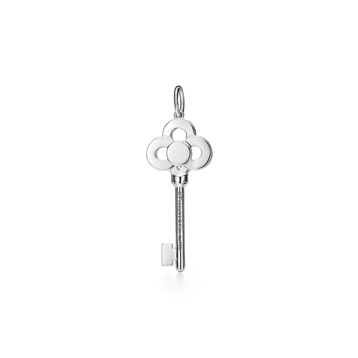 Tiffany Keys:Mini Crown Key Pendant in 18k White Gold with Diamonds, 1