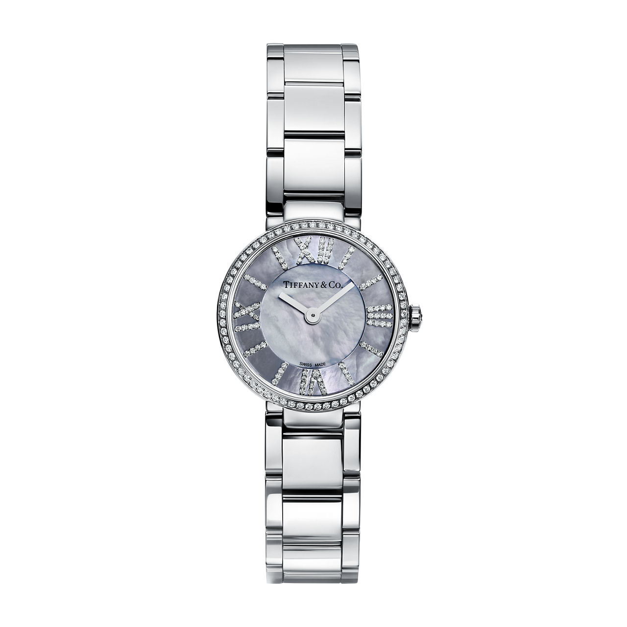 Atlas®:2-Hand 24 mm Watch in Stainless Steel with Diamonds and Grey Mother-of-pearl image number 0