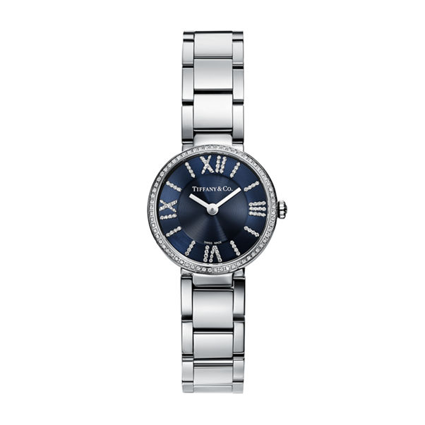 Atlas®:2-Hand 24 mm Watch in Stainless Steel with Diamonds and a Navy Soleil Dial