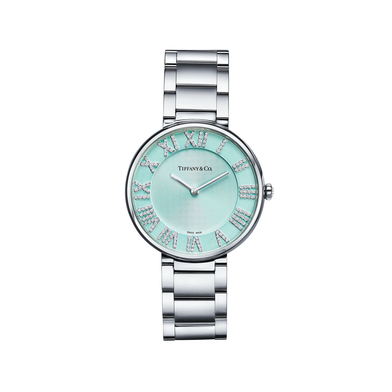 Atlas®:34-mm-Uhr aus Edelstahl mit Diamanten und einem Zifferblatt in Tiffany Blue® Bildnummer 0