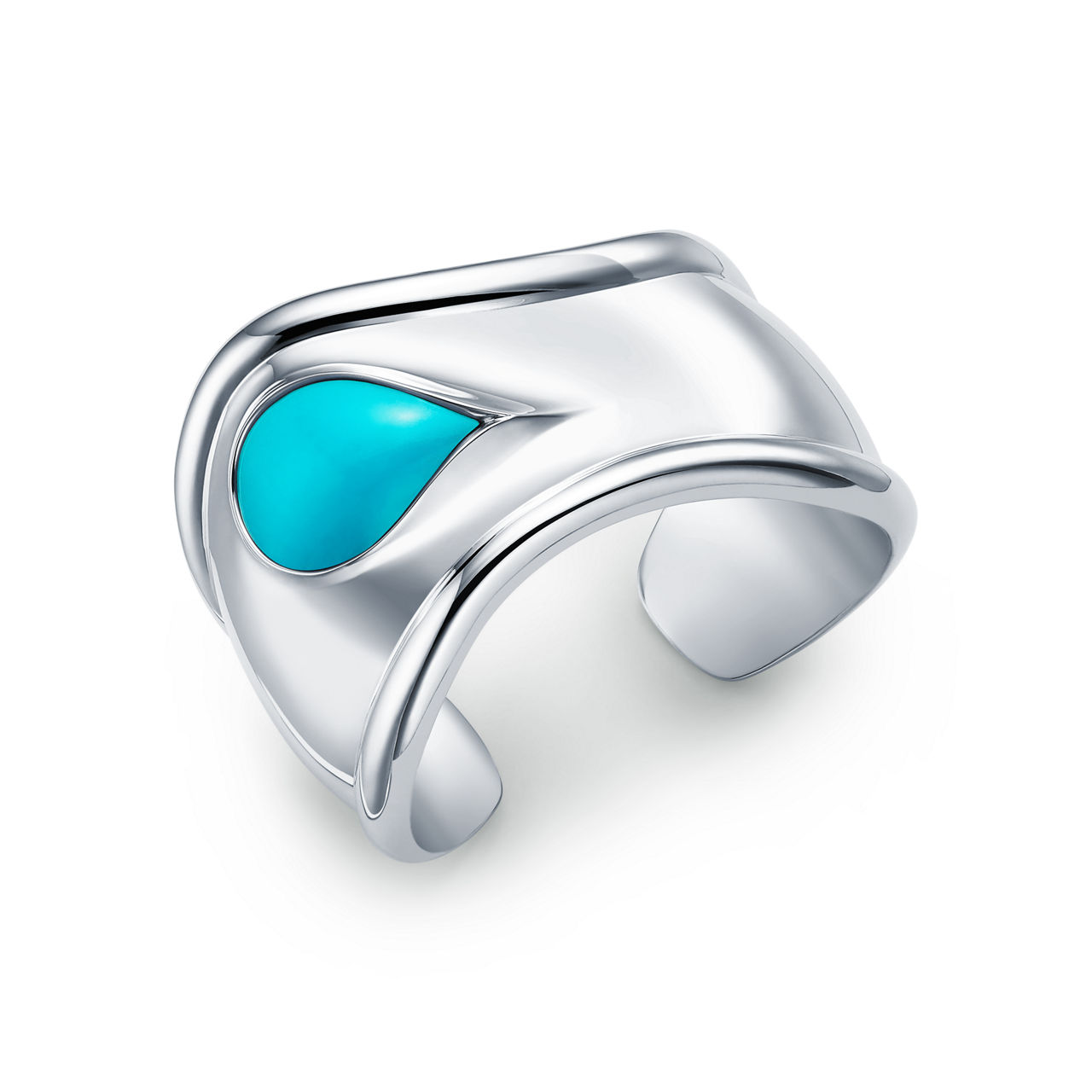 Elsa Peretti®:Small Bone Cuff in Sterling Silver with Turquoise image number 2