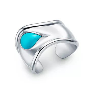 Collezione Elsa Peretti®:Bracciale Bone piccolo in argento con turchese, 2