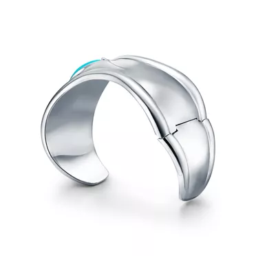 Collezione Elsa Peretti®:Bracciale Bone piccolo in argento con turchese, 3
