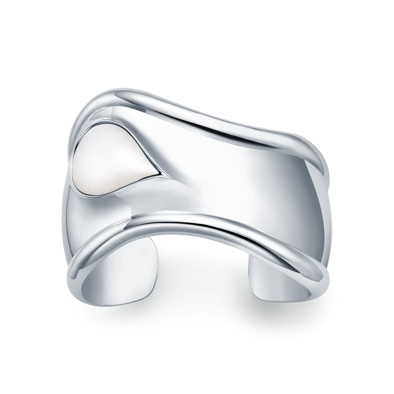 Small Bone Cuff in Sterling Silver with White Jade