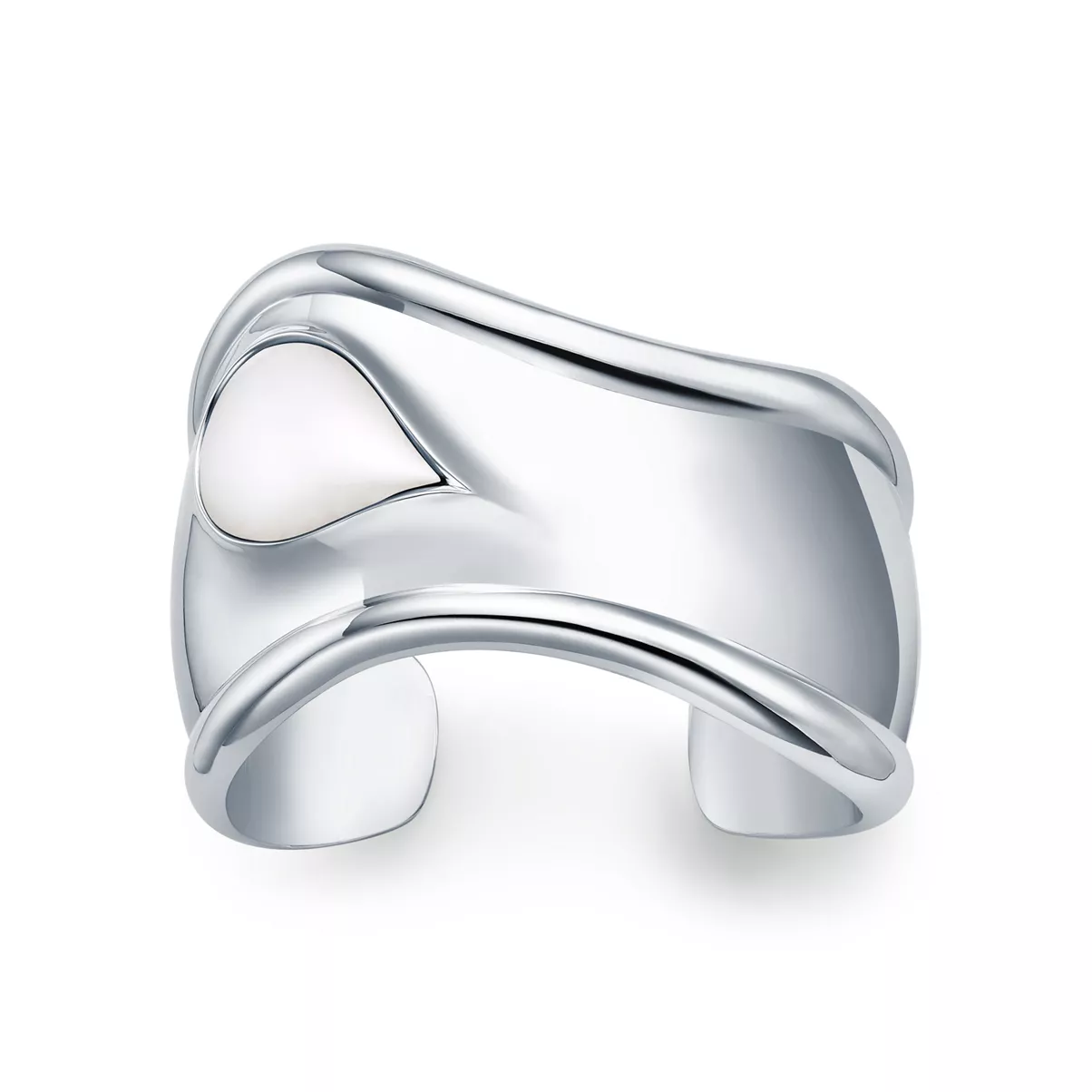 Small Bone Cuff in Sterling Silver with White Nephrite Jade