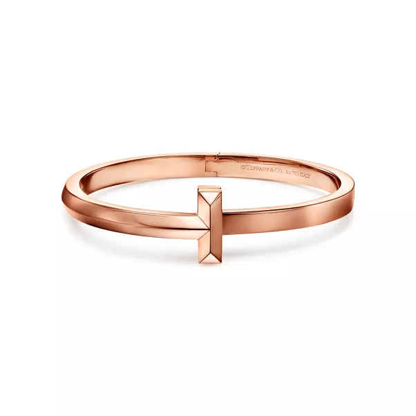 T1 Wide Hinged Bangle in Rose Gold