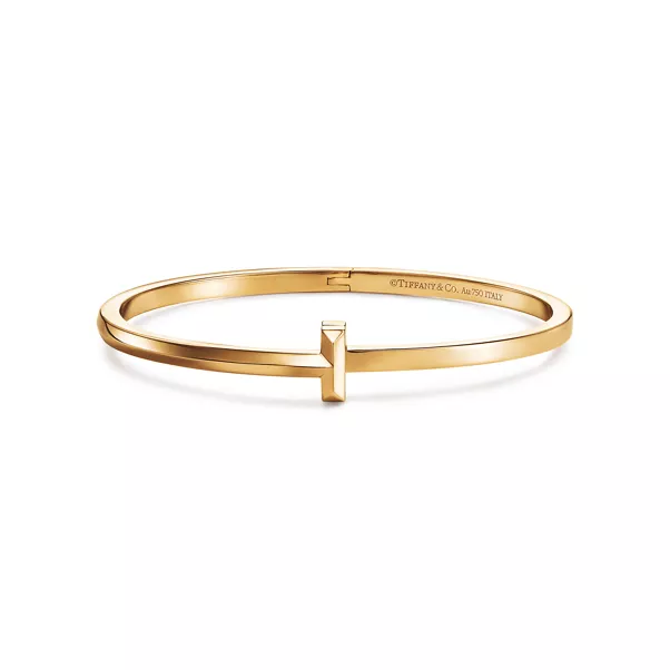 T One schmaler aufklappbarer Armreif in Gelbgold