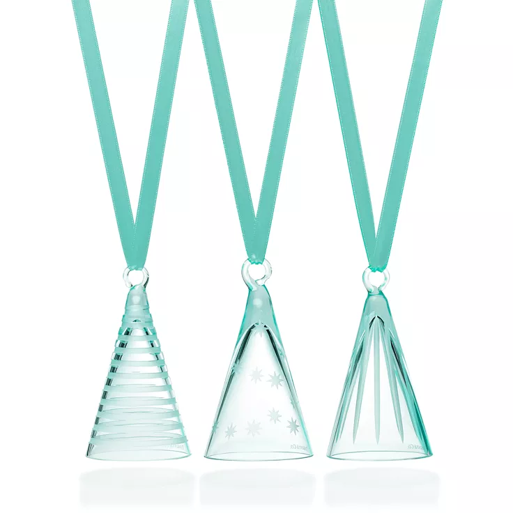Adornos para el árbol de Navidad en cristal de color Tiffany Blue®, 1