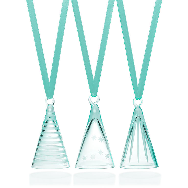 Tree Ornaments in Tiffany Blue® Crystal Glass image number 1