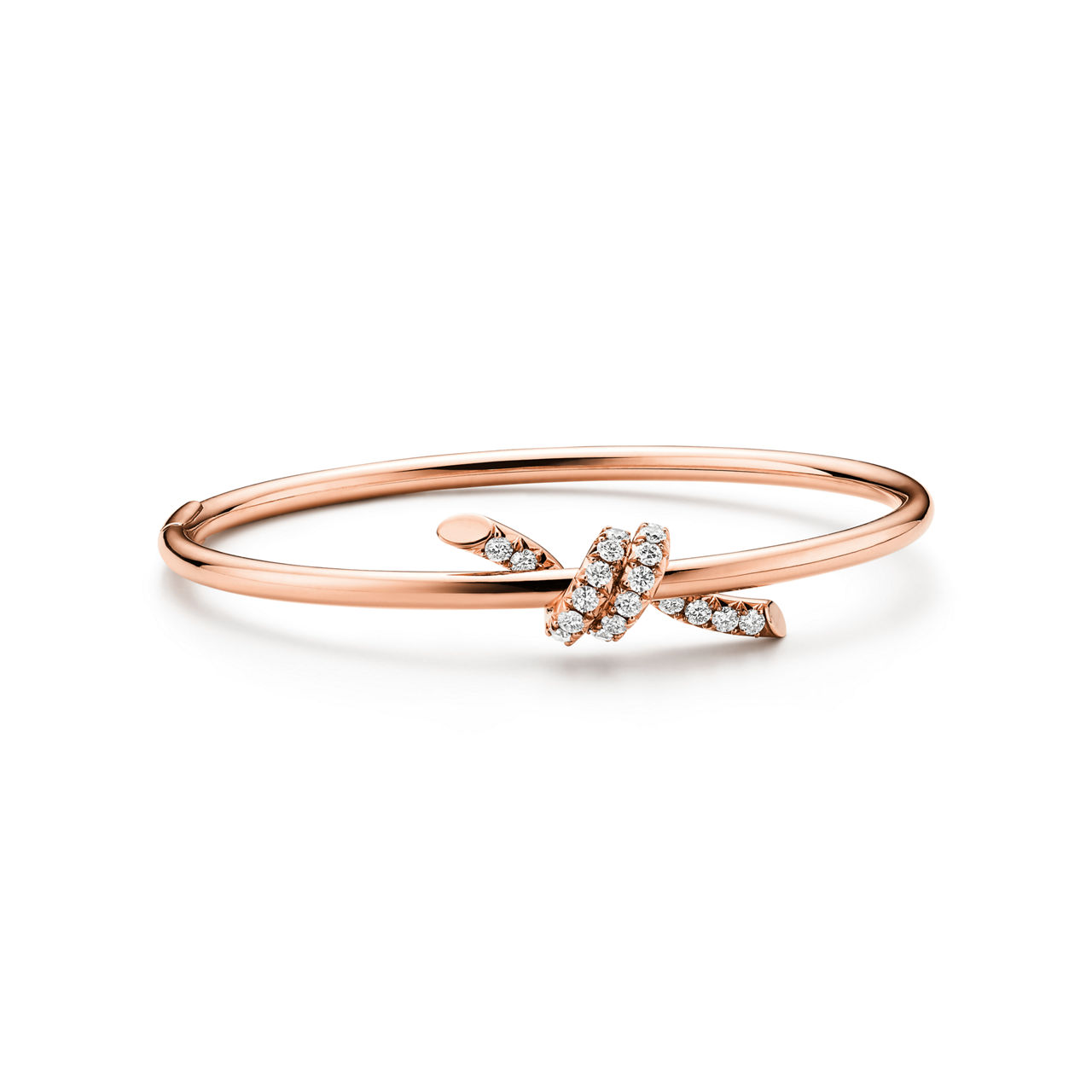 Tiffany Knot:Wire Bangle in Rose Gold with Diamonds image number 0