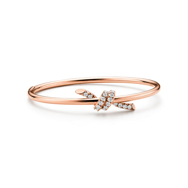 Tiffany Knot:Wire Bangle in Rose Gold with Diamonds