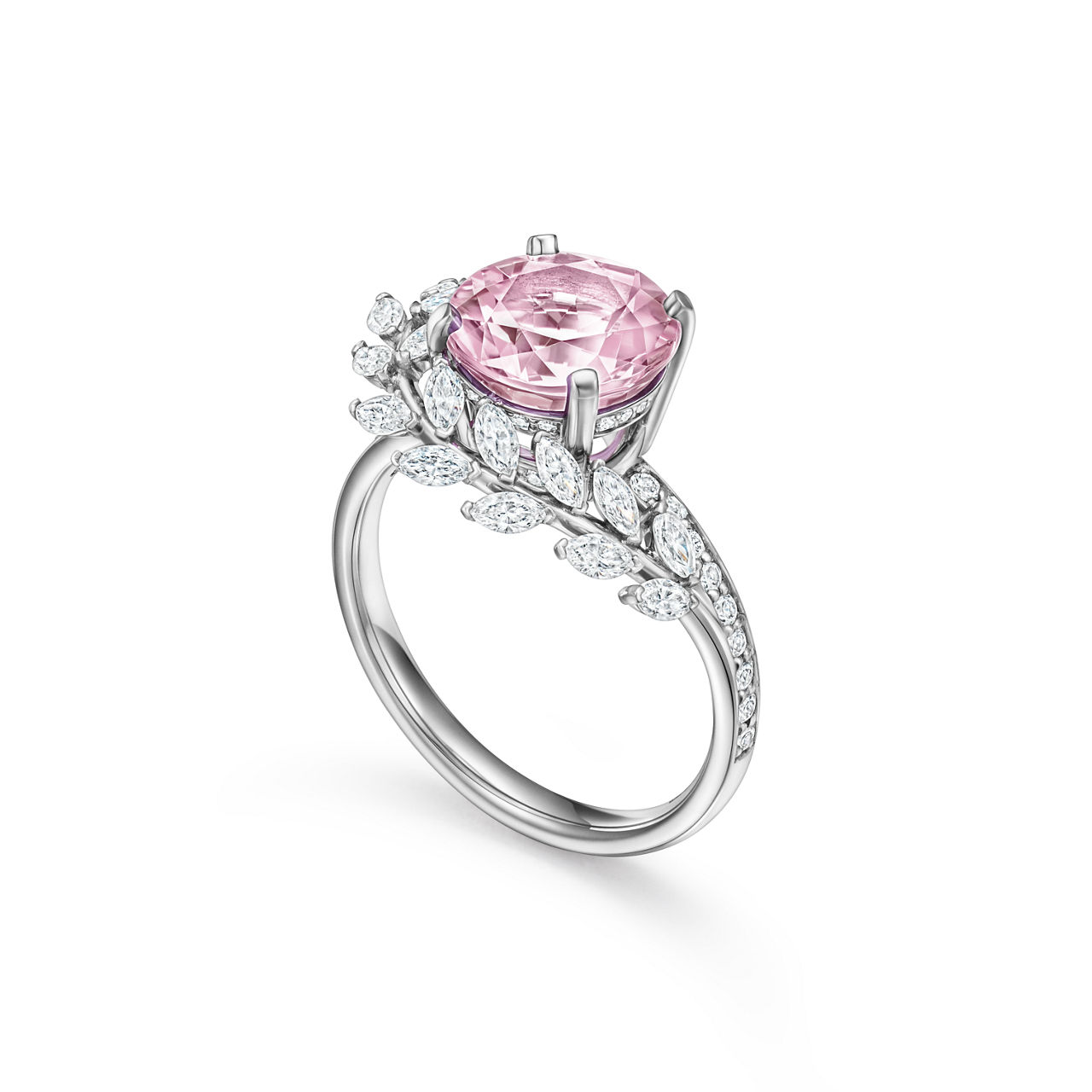 Tiffany Victoria®:Vine Ring in Platinum with a Morganite and Diamonds image number 2