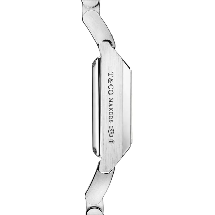 Tiffany 1837:Makers 16 mm Square Watch in Stainless Steel with a Pink Mother-of-pearl Dial, 4