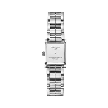 Tiffany 1837:Makers 16 mm Square Watch in Stainless Steel with a Turquoise Dial and Diamonds, 2