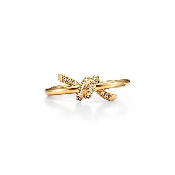 Tiffany Knot:Ring in Yellow Gold with Diamonds