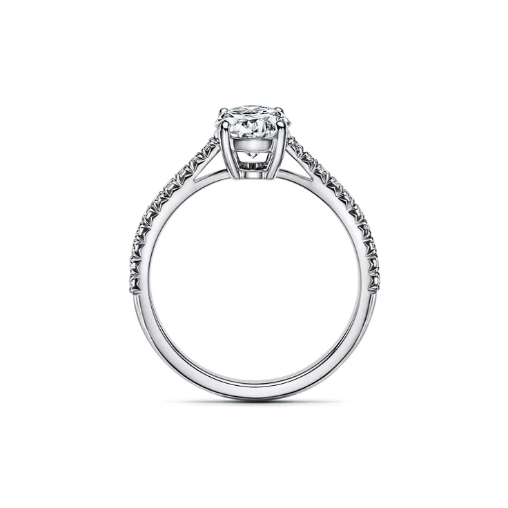 Tiffany Novo®:Oval Brilliant Engagement Ring with a Pavé Diamond Platinum Band, 4