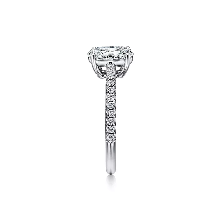 Tiffany Novo®:Oval Brilliant Engagement Ring with a Pavé Diamond Platinum Band, 5