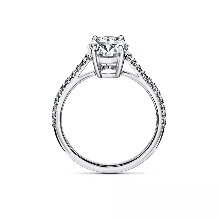 Tiffany Novo&reg;:Oval Brilliant Engagement Ring with a Pav&eacute; Diamond Platinum Band, 4