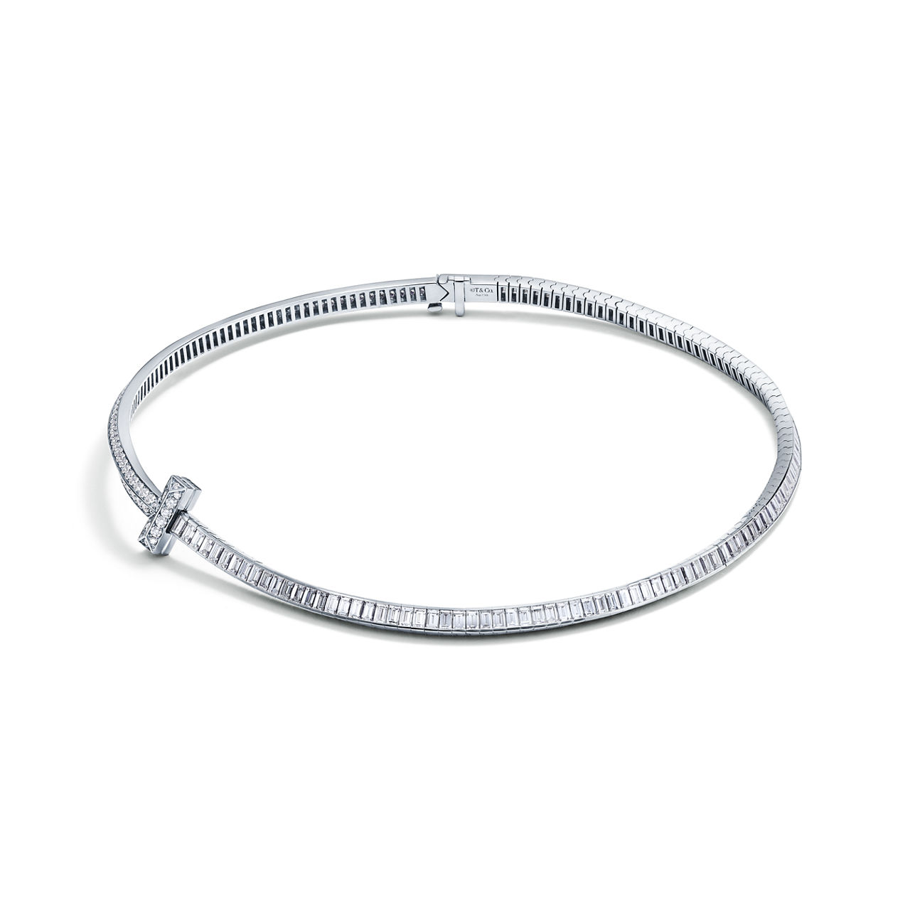 Tiffany T:Collier en diamants T1 en or blanc 18 carats numéro dimage {1}