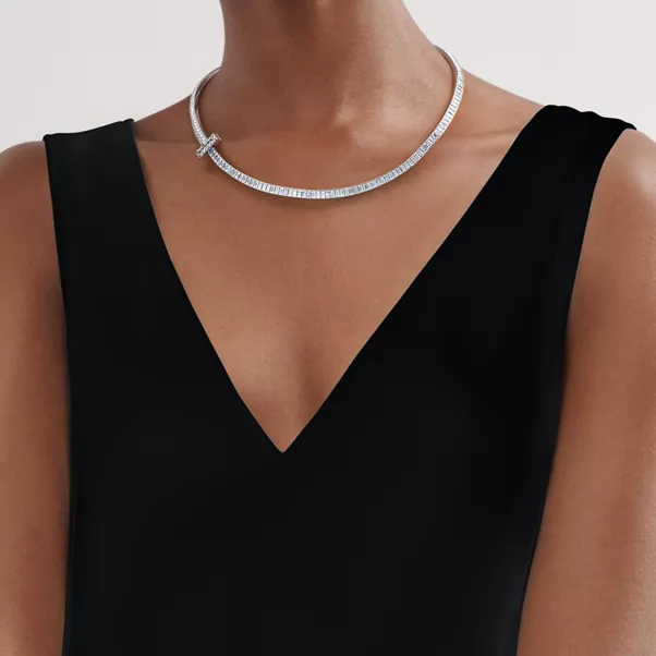T1 Diamond Necklace in White Gold
