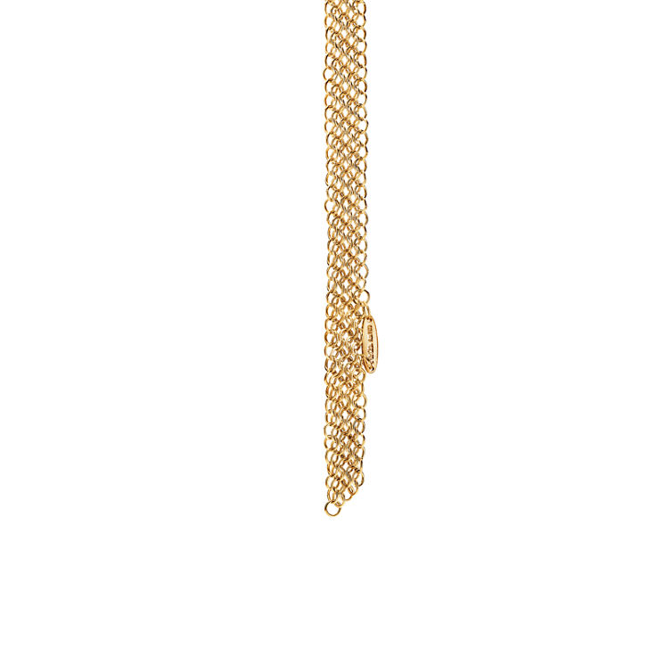 Elsa Peretti®:Mesh Bib Necklace in 18k Gold with a Tumbled Emerald Bead image number 2