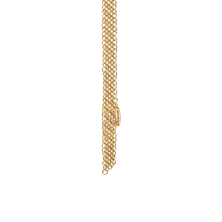 Elsa Peretti®:Mesh Bib Necklace in 18k Gold with a Tumbled Emerald Bead image number 2