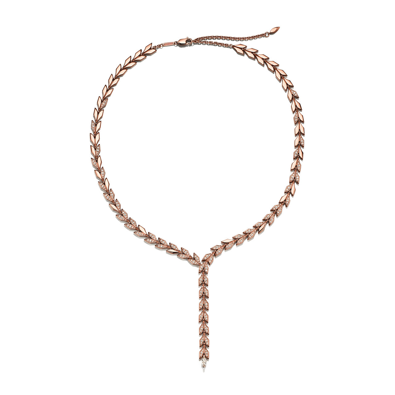 Tiffany Victoria®:Vine  Drop Necklace in Rose Gold with Diamonds image number 2