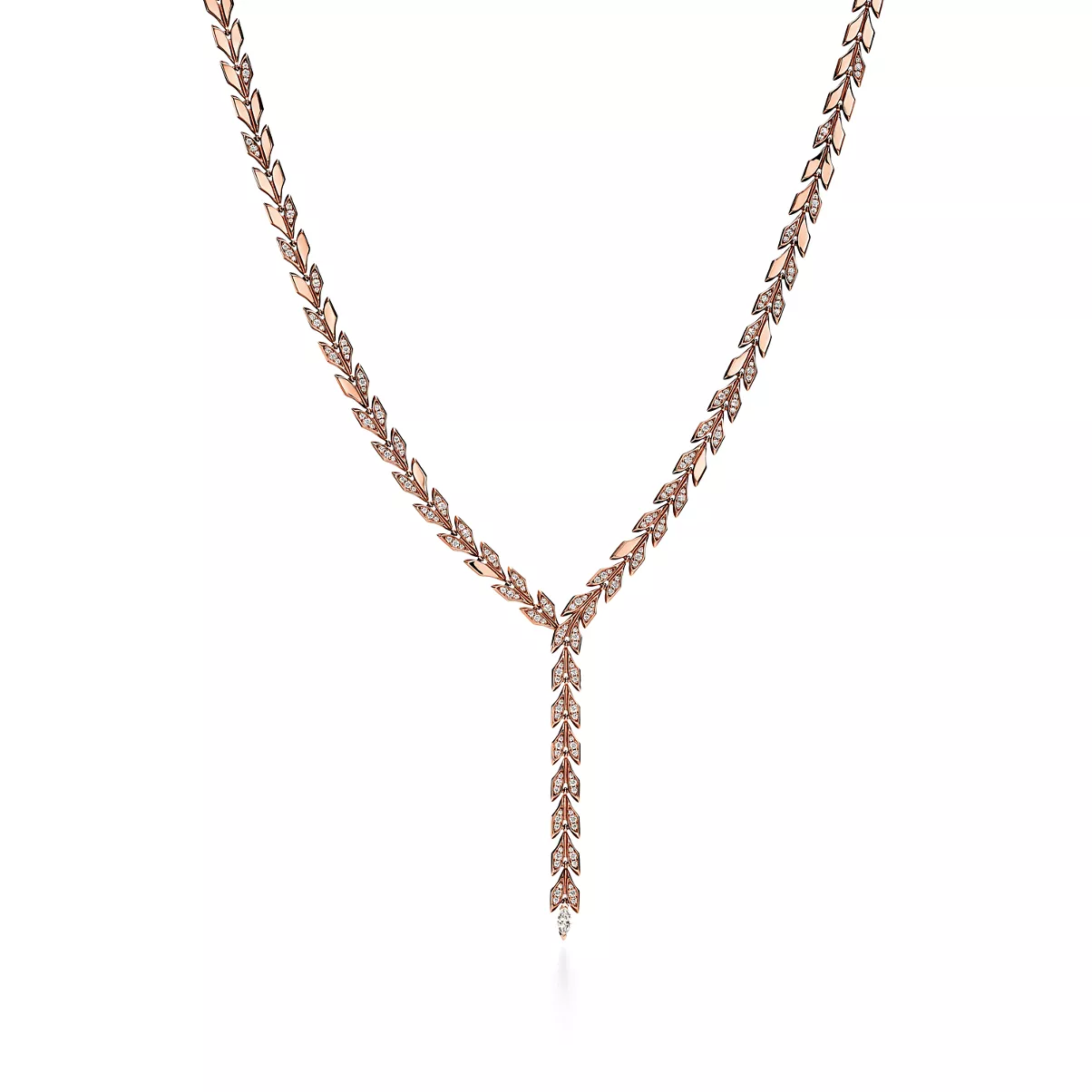 Vine  Drop Necklace in Rose Gold with Diamonds