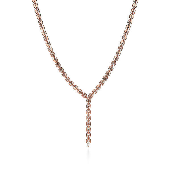 Tiffany Victoria®:Vine  Drop Necklace in Rose Gold with Diamonds