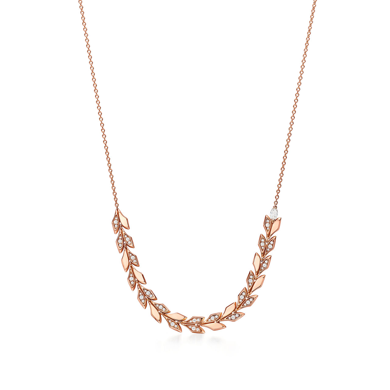 Tiffany Victoria®:Vine East West Pendant in Rose Gold with Diamonds image number 0
