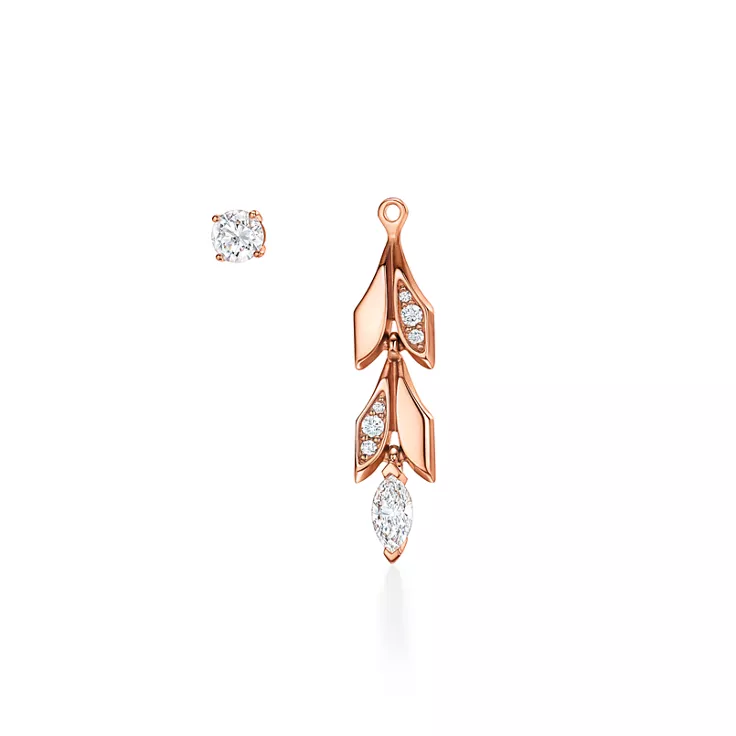 Tiffany Victoria®:Pendientes largos transformables Vine en oro rosa con diamantes, 5