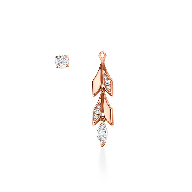 Tiffany Victoria®:Vine Convertible Drop Earrings in Rose Gold with Diamonds image number 5