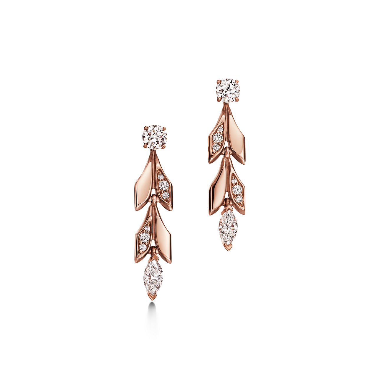 Tiffany Victoria®:Vine Convertible Drop Earrings in Rose Gold with Diamonds image number 0