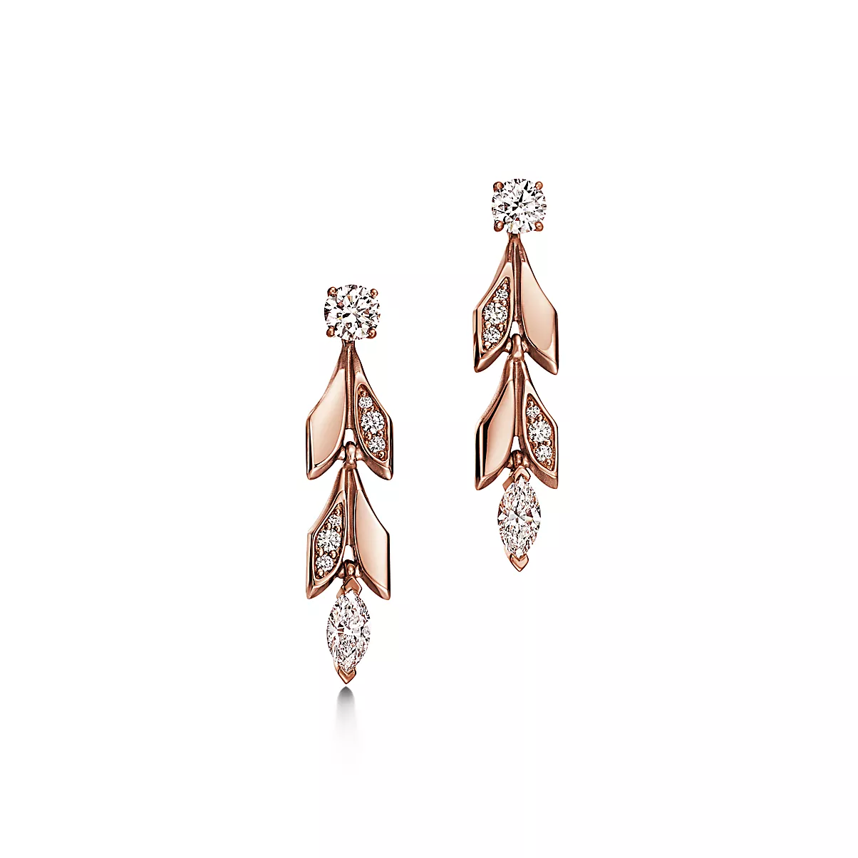 Tiffany Victoria Earrings 18K 로즈 골드 다이아몬드 One Scale